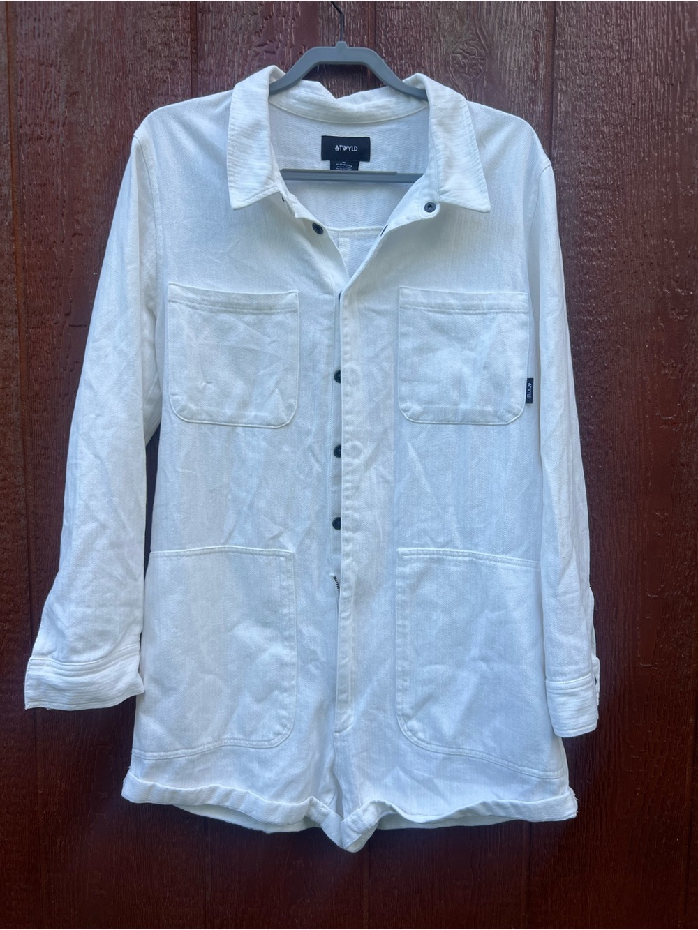 ATWYLD White Utility Romper XL Safari Boiler Suit Cargo Workwear Jumpsuit - Picture 3 of 6